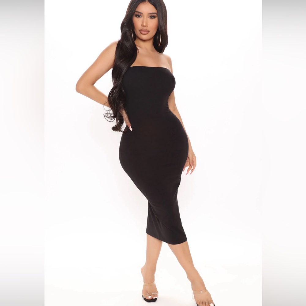 NWT Rayon/Spandex black strapless bandeau dress women’s Lg